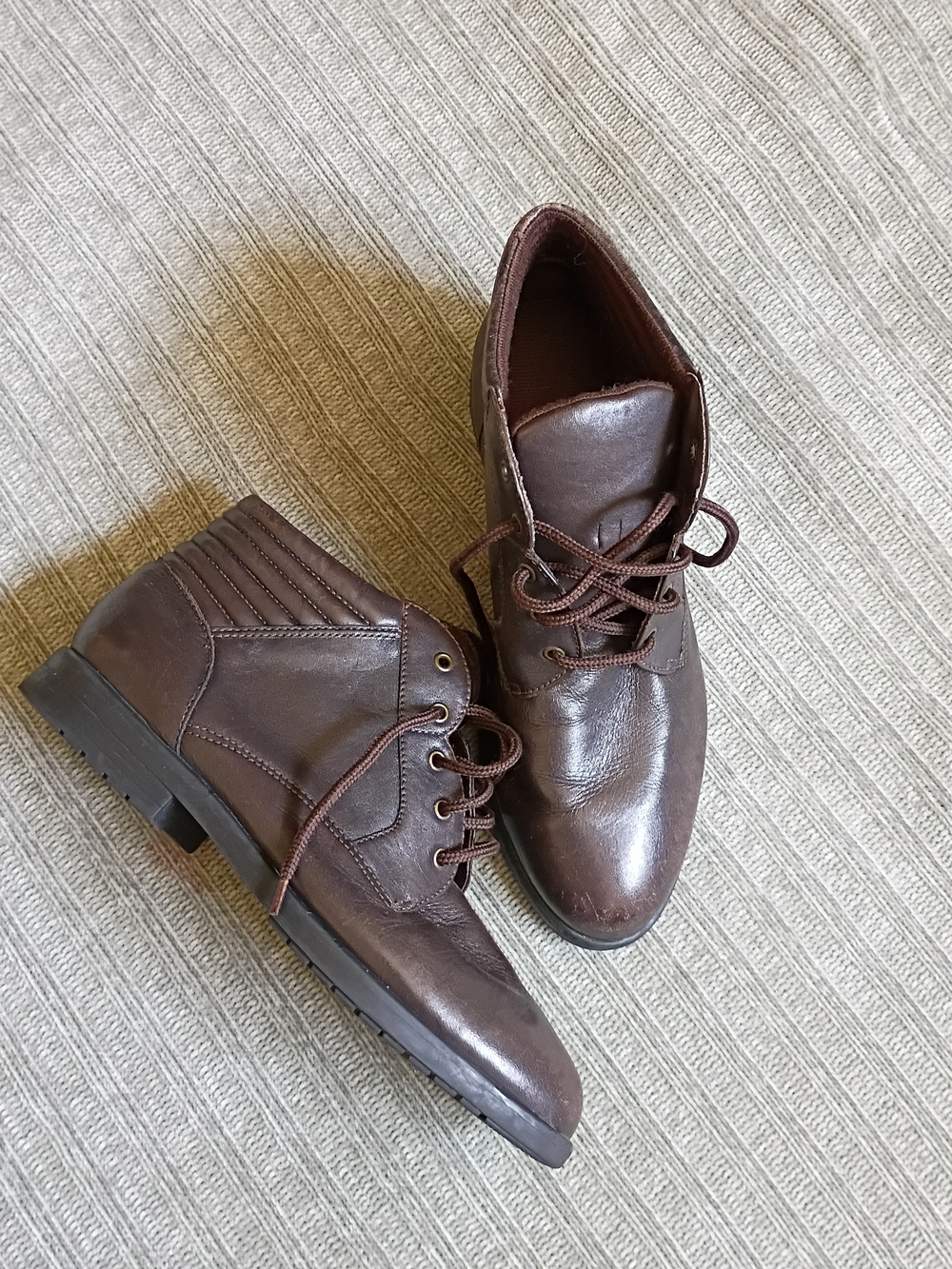 Vintage 90s Mobility Leather Ankle Boots Brown Size 6.5M Brazil